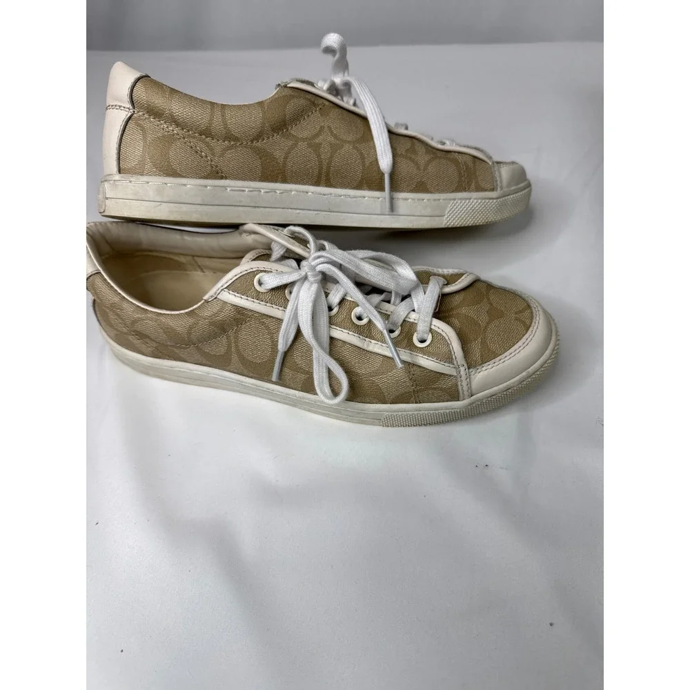 Coach Percy 12CM PVC Nappa Sneakers Light Khaki Chalk Q8150 Womens 10 M